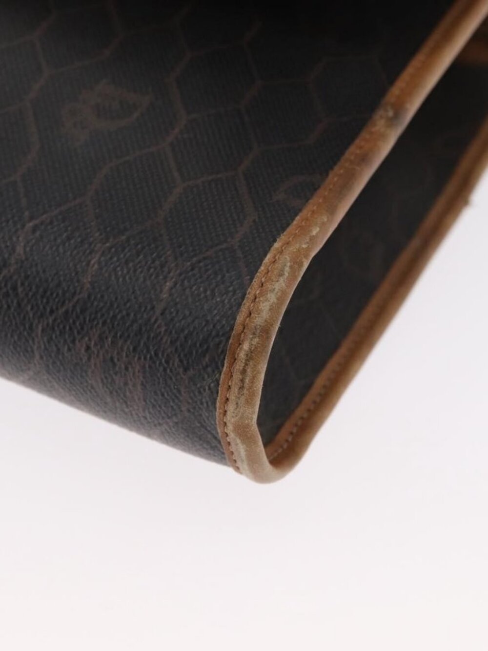Authentic Christian Dior Honeycomb Canvas Chain Shoulder Bag PVC Black Gold - Picture 3 of 16
